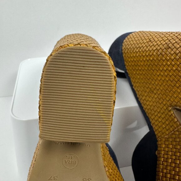 Mr. Cat Peep Toe Suede Sandals Wedge High Heels Woven Platform Shoes Size 6 - Picture 10 of 16